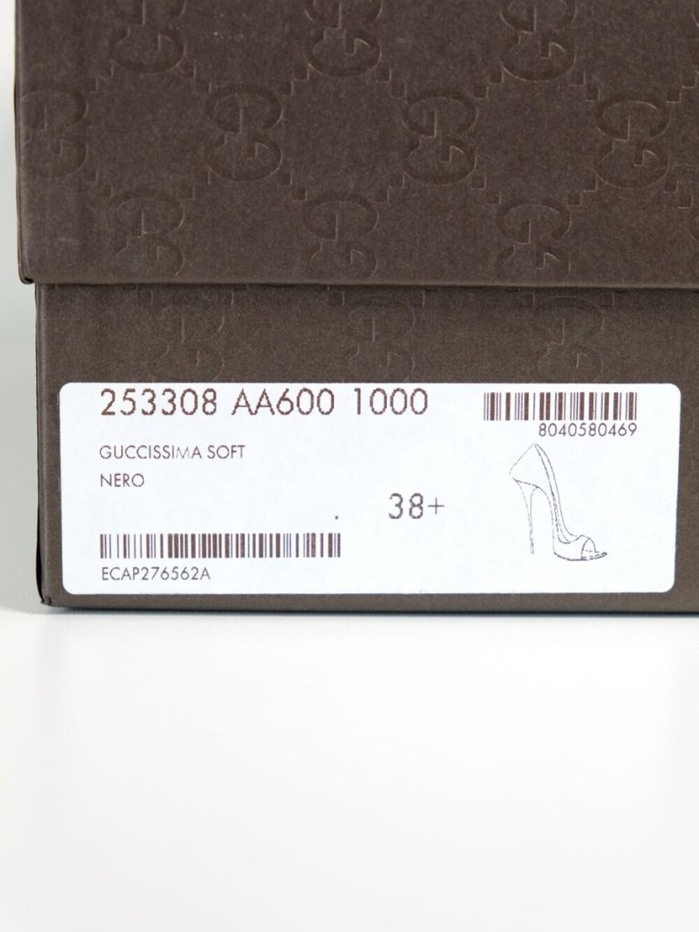 Gucci Guccissima Peep Toe Stilettos, Matte Black - Picture 14 of 16